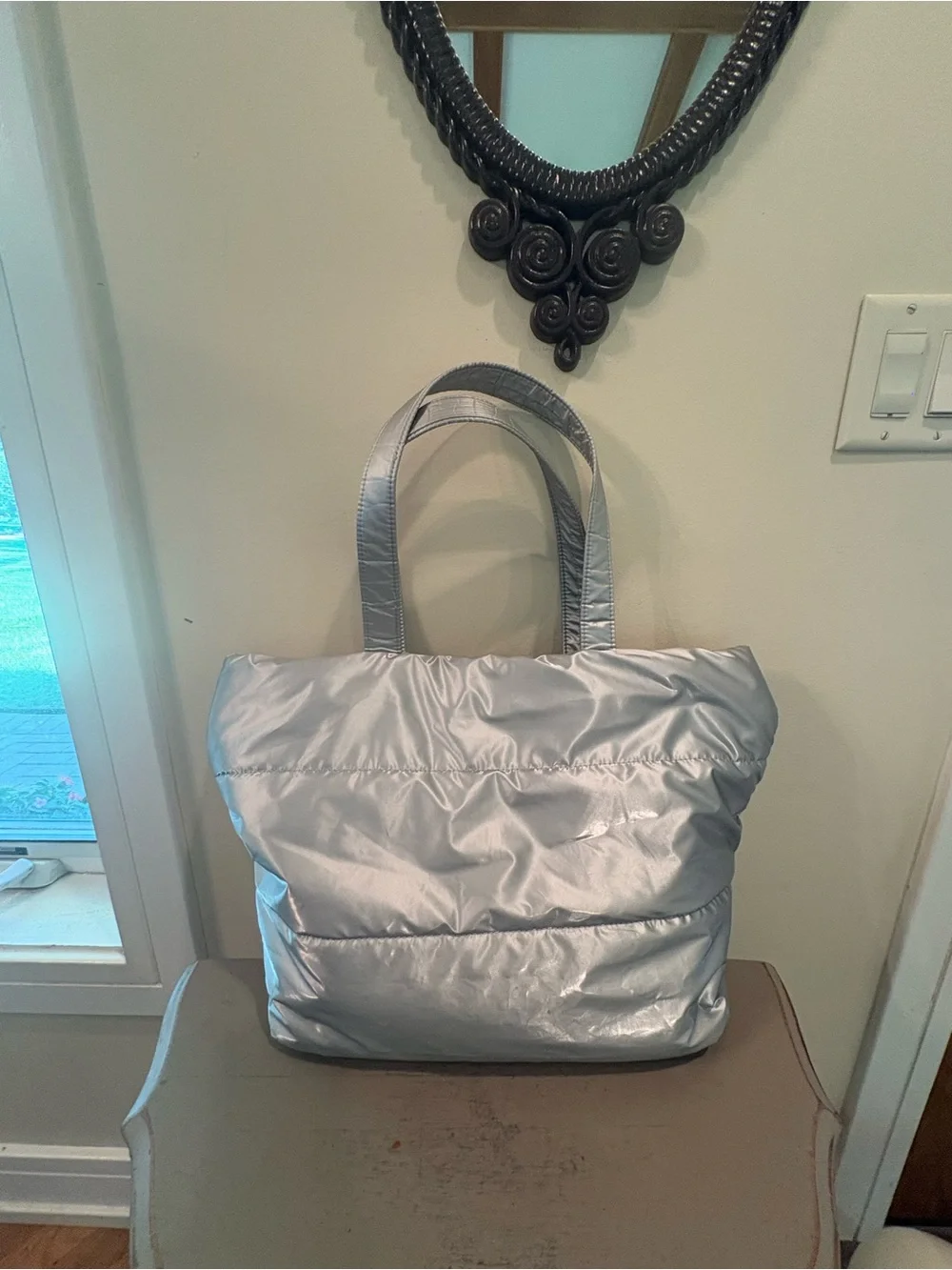 GAP Silver Puffer Tote Bag